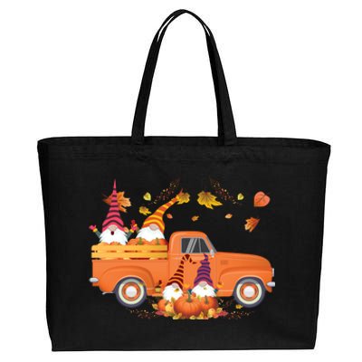 Truck Gnomes Pumpkin Truck Fall Leaf Thanksgiving Halloween Great Gift Cotton Canvas Jumbo Tote