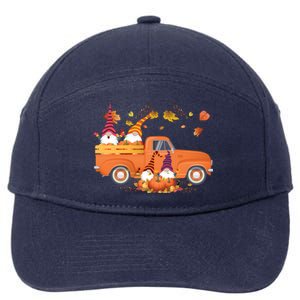 Truck Gnomes Pumpkin Truck Fall Leaf Thanksgiving Halloween Great Gift 7-Panel Snapback Hat