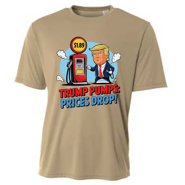 Trump Gas Prices Drop Fuel Savings President Trump Economy Cooling Performance Crew T-Shirt