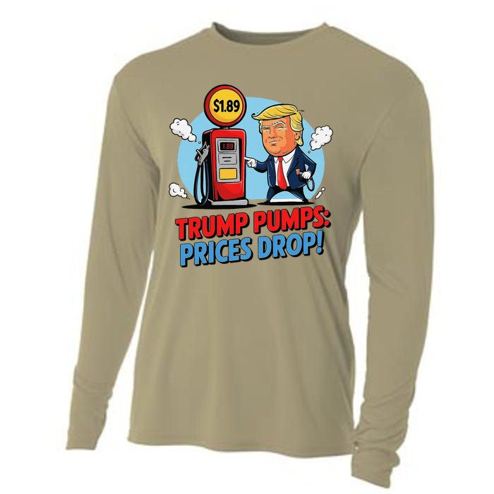 Trump Gas Prices Drop Fuel Savings President Trump Economy Cooling Performance Long Sleeve Crew