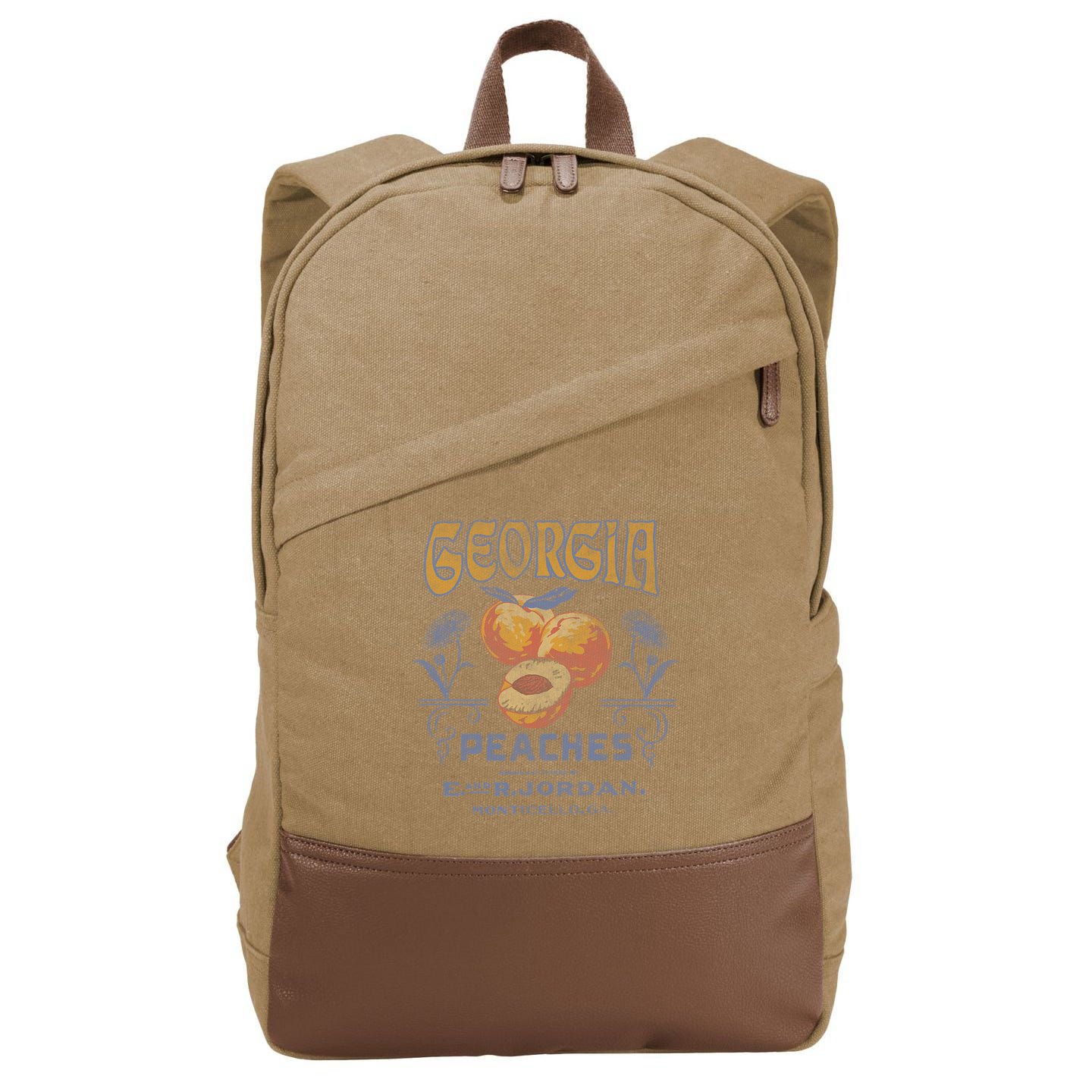 Trendy Georgia Peaches Vintage Poster Cotton Canvas Backpack