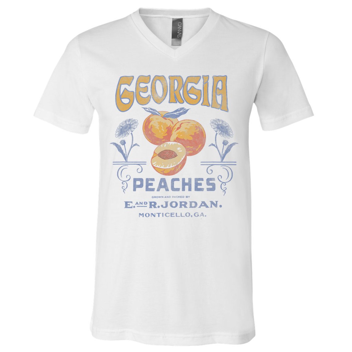 Trendy Georgia Peaches Vintage Poster V-Neck T-Shirt