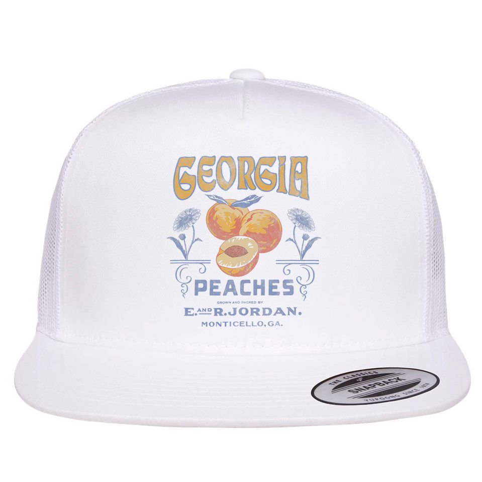 Trendy Georgia Peaches Vintage Poster Flat Bill Trucker Hat