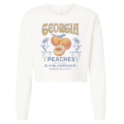 Trendy Georgia Peaches Vintage Poster Cropped Pullover Crew