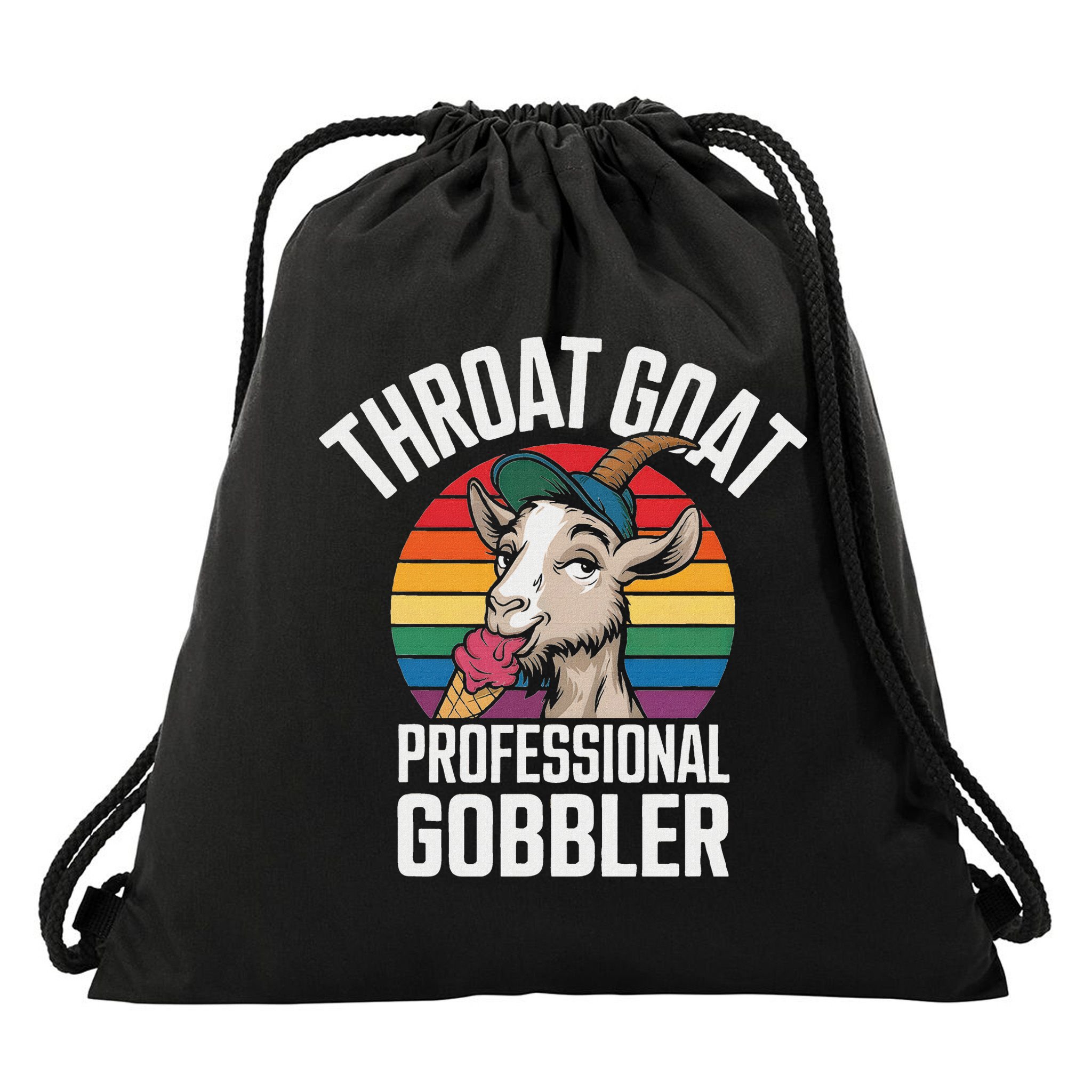 Throat Goat Professional Gobbler Funny Retro Gag Adult Humor Drawstring Bag