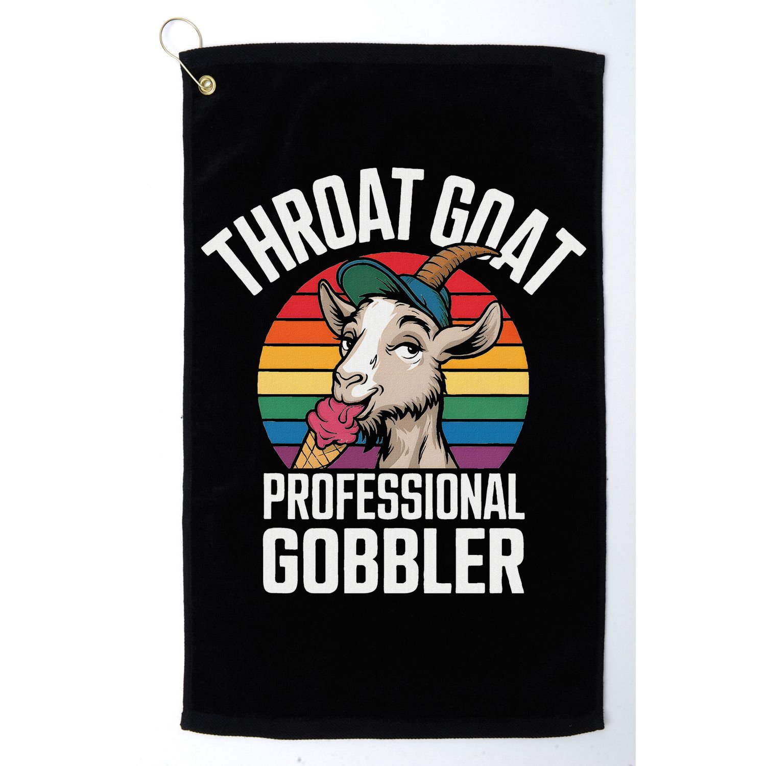 Throat Goat Professional Gobbler Funny Retro Gag Adult Humor Golf Towel