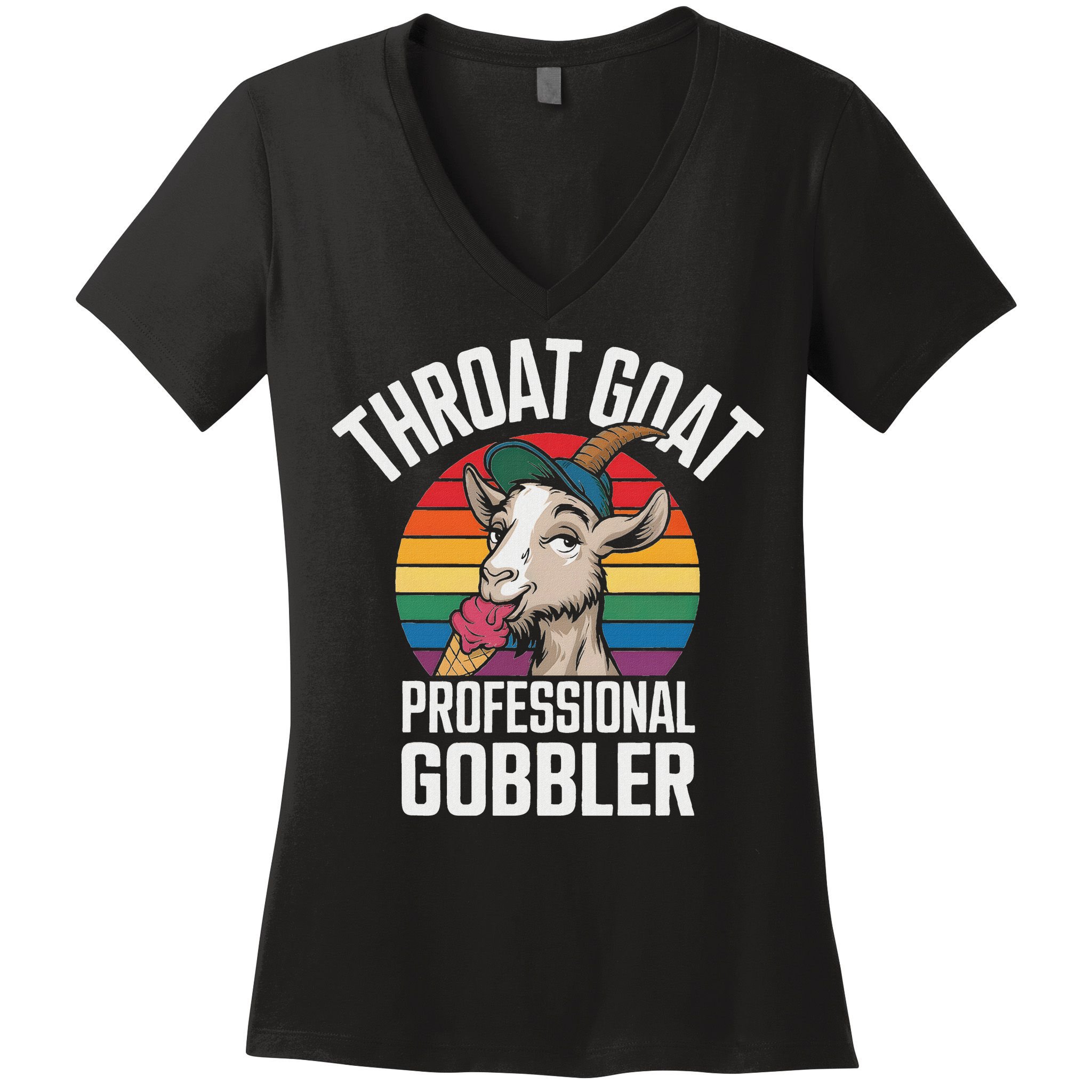 Throat Goat Professional Gobbler Funny Retro Gag Adult Humor Women's V-Neck T-Shirt