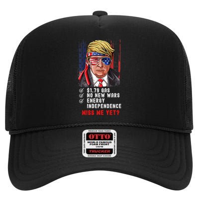 Trump Gas Prices Miss Me Yet High Crown Mesh Back Trucker Hat