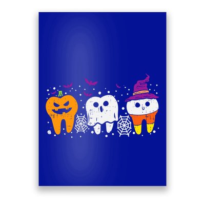 Teeth Ghost Pumpkin Candy Corn Cute Dental Halloween Dentist Great Gift Poster