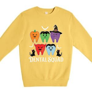 Teeth Ghost Pumpkin Dental Squad Dentist Halloween Cool Gift Premium Crewneck Sweatshirt