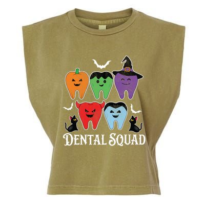 Teeth Ghost Pumpkin Dental Squad Dentist Halloween Cool Gift Garment-Dyed Women's Muscle Tee