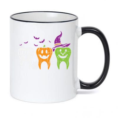 Teeth Ghost Pumpkin Witch Cute Dental Halloween Dentist Gift 11oz Black Color Changing Mug