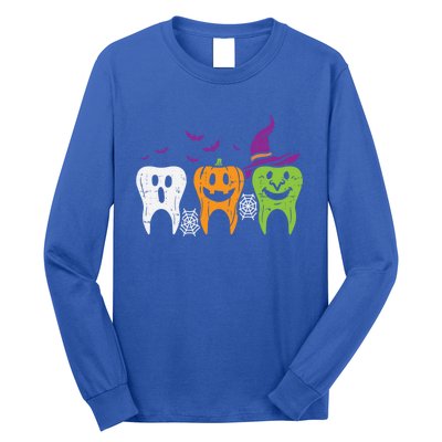 Teeth Ghost Pumpkin Witch Cute Dental Halloween Dentist Gift Long Sleeve Shirt