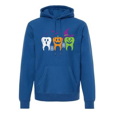 Teeth Ghost Pumpkin Witch Cute Dental Halloween Dentist Gift Premium Hoodie