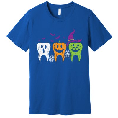 Teeth Ghost Pumpkin Witch Cute Dental Halloween Dentist Gift Premium T-Shirt