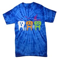 Teeth Ghost Pumpkin Witch Cute Dental Halloween Dentist Gift Tie-Dye T-Shirt