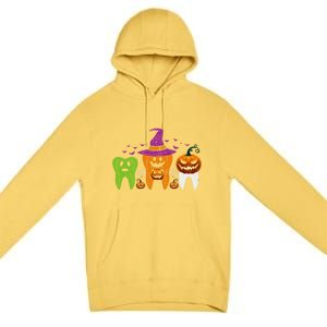 Teeth Ghost Pumpkin Witch Cute Dental Halloween Cool Gift Premium Pullover Hoodie