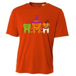 Teeth Ghost Pumpkin Witch Cute Dental Halloween Cool Gift Cooling Performance Crew T-Shirt