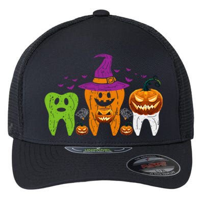 Teeth Ghost Pumpkin Witch Cute Dental Halloween Cool Gift Flexfit Unipanel Trucker Cap