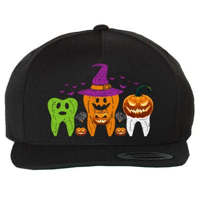 Teeth Ghost Pumpkin Witch Cute Dental Halloween Cool Gift Wool Snapback Cap