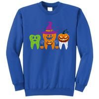 Teeth Ghost Pumpkin Witch Cute Dental Halloween Cool Gift Tall Sweatshirt