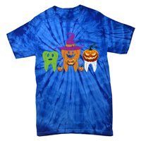 Teeth Ghost Pumpkin Witch Cute Dental Halloween Cool Gift Tie-Dye T-Shirt