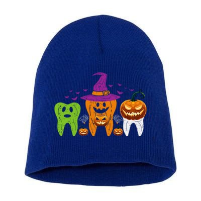 Teeth Ghost Pumpkin Witch Cute Dental Halloween Cool Gift Short Acrylic Beanie