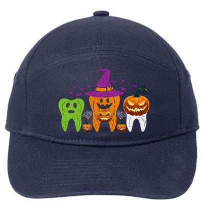 Teeth Ghost Pumpkin Witch Cute Dental Halloween Cool Gift 7-Panel Snapback Hat