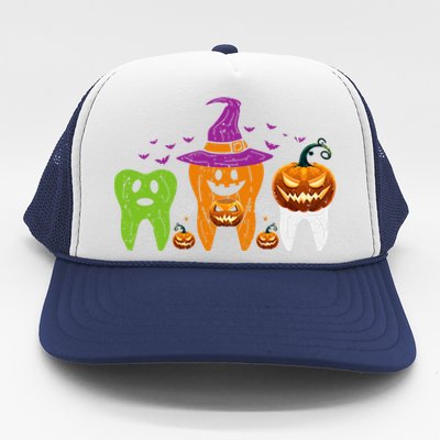 Teeth Ghost Pumpkin Witch Cute Dental Halloween Cool Gift Trucker Hat