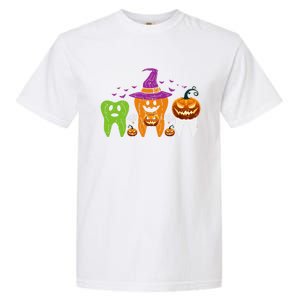 Teeth Ghost Pumpkin Witch Cute Dental Halloween Cool Gift Garment-Dyed Heavyweight T-Shirt