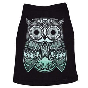 Teal Gradient Paisley Henna Owl Bohemian Graphic Doggie Tank