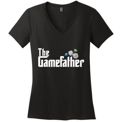 The Gamefather Playing Board Games Women's V-Neck T-Shirt