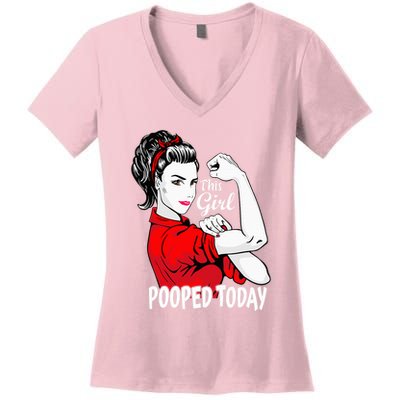 This Girl Pooped Today Humor I Pooped Today Women's V-Neck T-Shirt