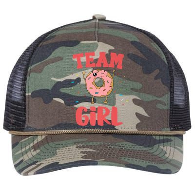 Team Girl Pink Gender Reveal Party Donut Baby Shower Retro Rope Trucker Hat Cap