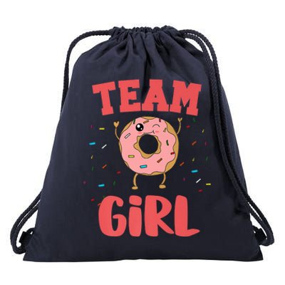 Team Girl Pink Gender Reveal Party Donut Baby Shower Drawstring Bag