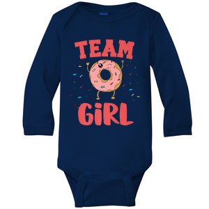 Team Girl Pink Gender Reveal Party Donut Baby Shower Baby Long Sleeve Bodysuit