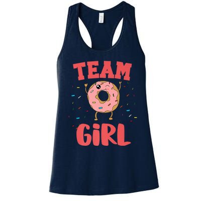 Team Girl Pink Gender Reveal Party Donut Baby Shower Women's Racerback Tank