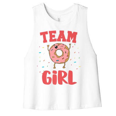 Team Girl Pink Gender Reveal Party Donut Baby Shower Women's Racerback Cropped Tank