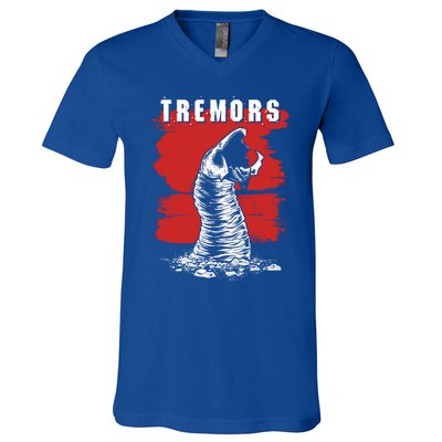 Tremors Graboid Paint Smear Portrait Logo Gift V-Neck T-Shirt