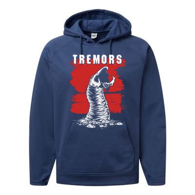 Tremors Graboid Paint Smear Portrait Logo Gift Performance Fleece Hoodie