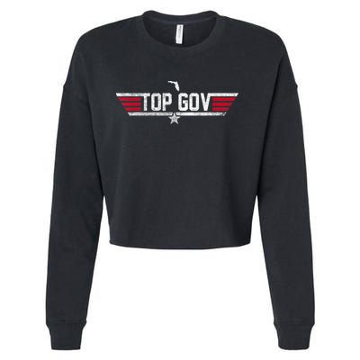 Top Gov Ron DeSantis Top Gov Florida Flag Cropped Pullover Crew