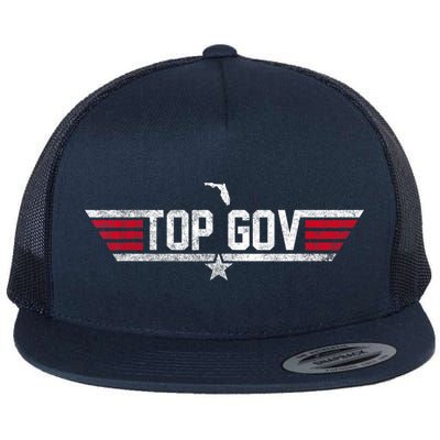 Top Gov Ron DeSantis Top Gov Florida Flag Flat Bill Trucker Hat