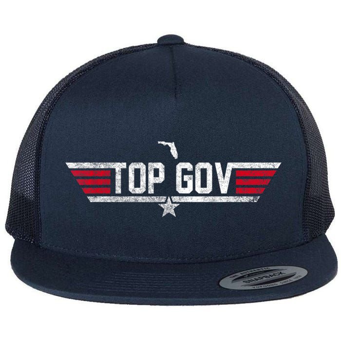 Top Gov Ron DeSantis Top Gov Florida Flag Flat Bill Trucker Hat