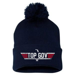 Top Gov Ron DeSantis Top Gov Florida Flag Pom Pom 12in Knit Beanie