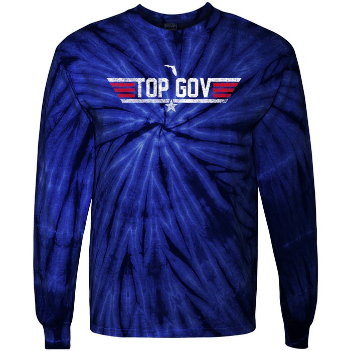 Top Gov Ron DeSantis Top Gov Florida Flag Tie-Dye Long Sleeve Shirt