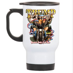 Trump Greatest Rally Of All Time Motorcycle On Back Stainless Steel Travel Mug