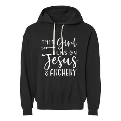 This Girl Runs On Jesus And Archery Garment-Dyed Fleece Hoodie