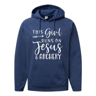 This Girl Runs On Jesus And Archery Performance Fleece Hoodie