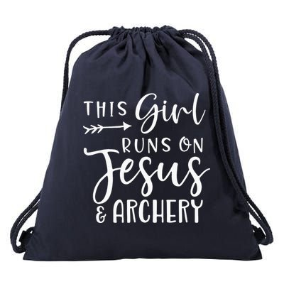 This Girl Runs On Jesus And Archery Drawstring Bag