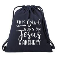 This Girl Runs On Jesus And Archery Drawstring Bag